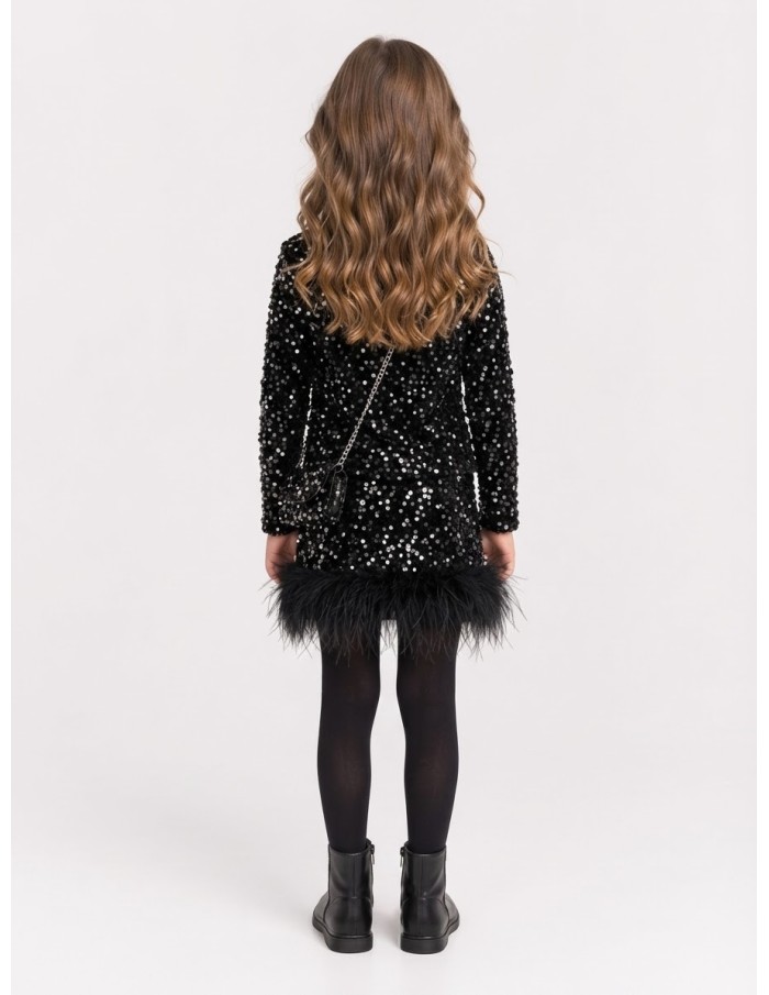 Ensemble Veste Jupe Sequins Noir Fille | Zerda