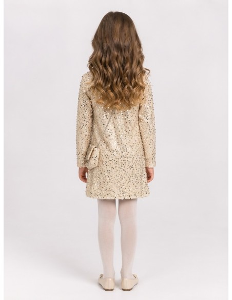 Robe Sequins Beige Sac Assorti Fille | Zerda