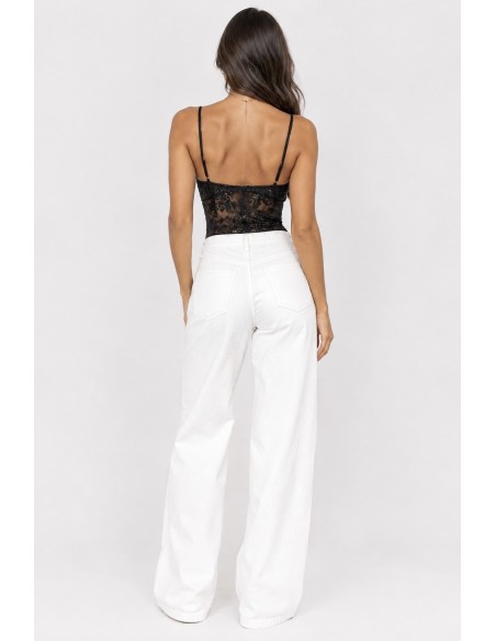 Body Dentelle Sequins Noir Femme | Zerda