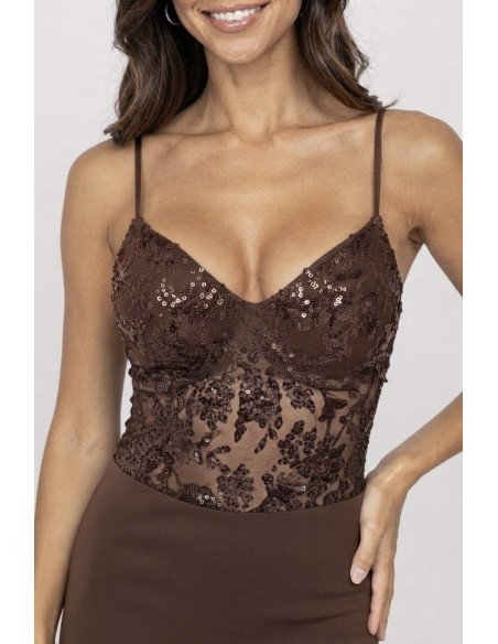 BODY A PAILETTE CHOCO - FEMME