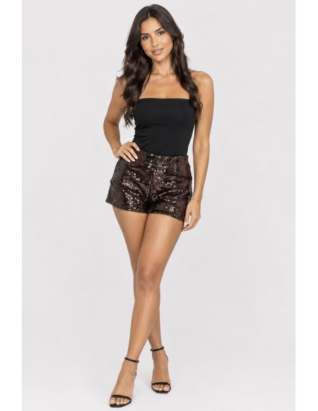 Short Sequins Chocolat Femme | Zerda
