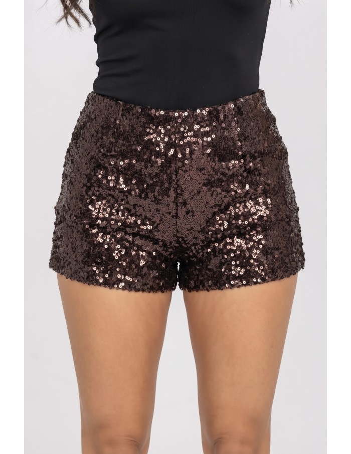 Short Sequins Chocolat Femme | Zerda