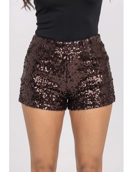 Short Sequins Chocolat Femme | Zerda