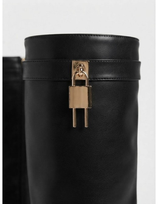 Botte Haute Talon Noire Cadenas Femme | Zerda 2