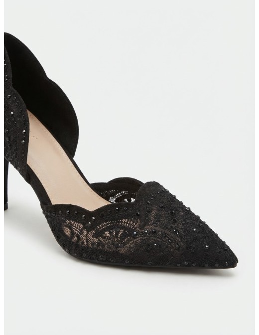 Escarpin D'Orsay Dentelle Noir Femme | Zerda 2