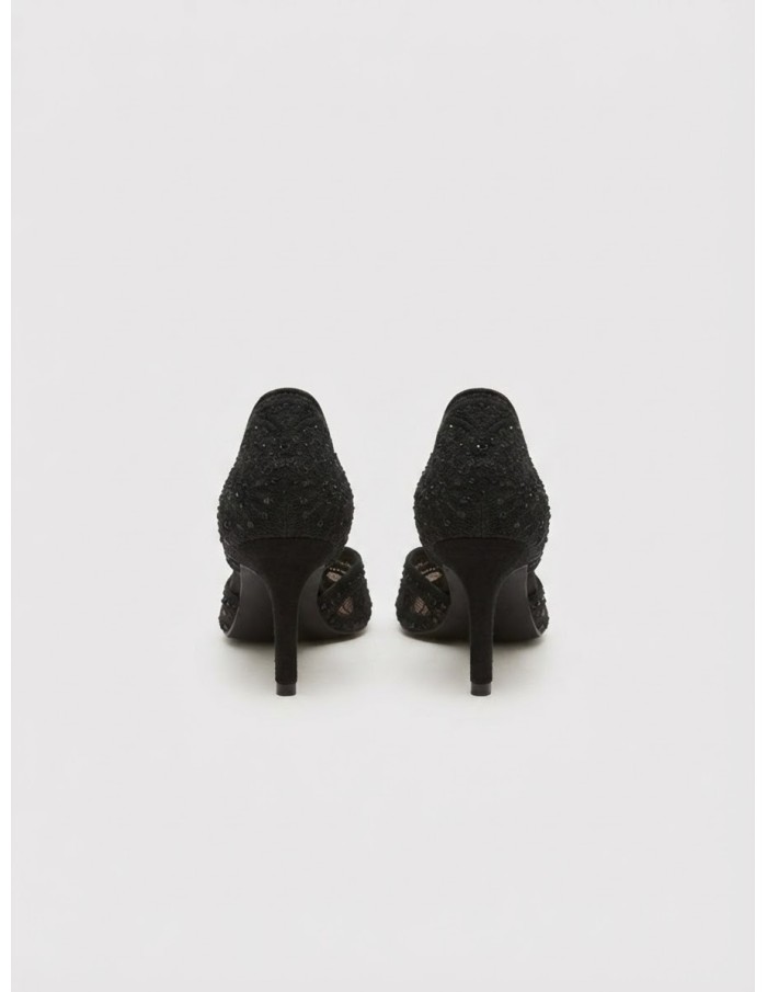 Escarpin D'Orsay Dentelle Noir Femme | Zerda