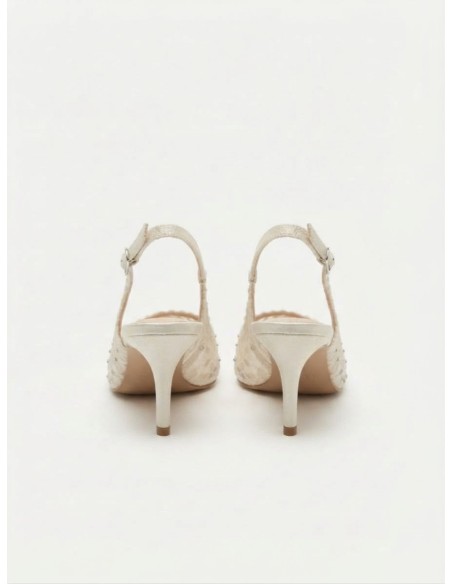 Escarpin Slingback Dentelle Ivoire Femme | Zerda