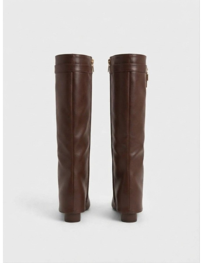 Botte Haute Talon Marron Cadenas Femme | Zerda