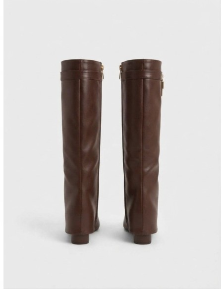 Botte Haute Talon Marron Cadenas Femme | Zerda