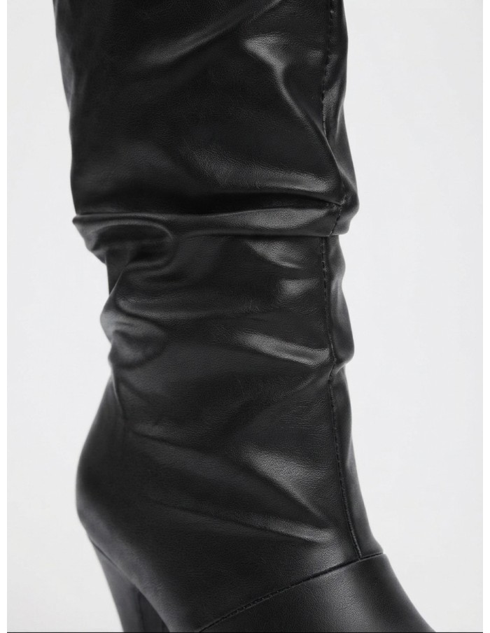 Botte Souple Talon Conique Noire Femme | Zerda