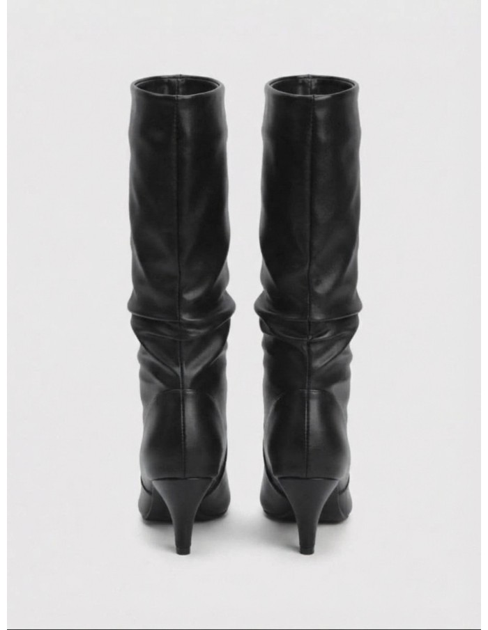 Botte Souple Talon Conique Noire Femme | Zerda
