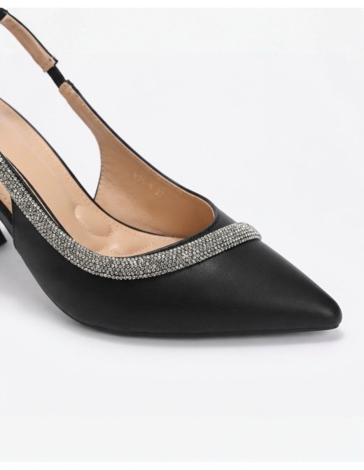 Escarpin Slingback Strass Noir Femme | Zerda 2