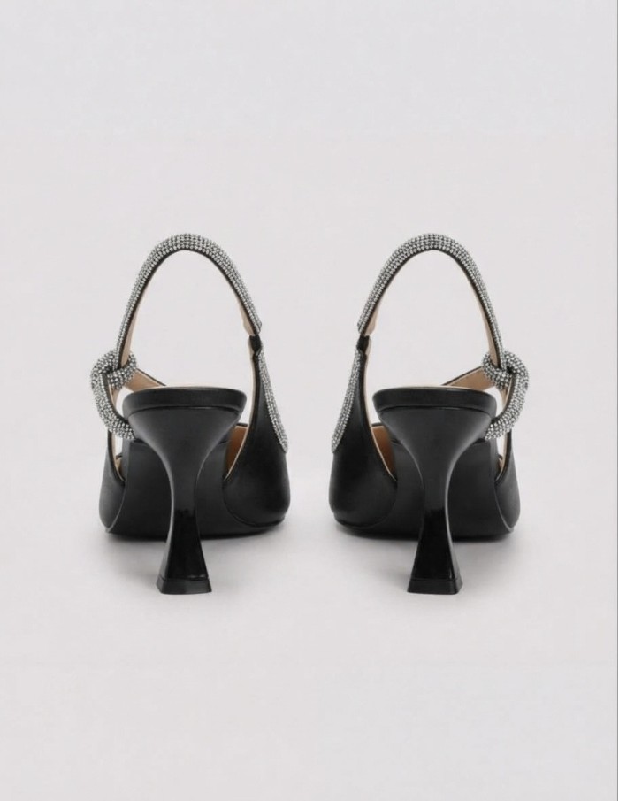 Escarpin Slingback Strass Noir Femme | Zerda