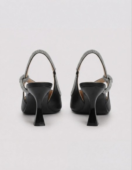 Escarpin Slingback Strass Noir Femme | Zerda