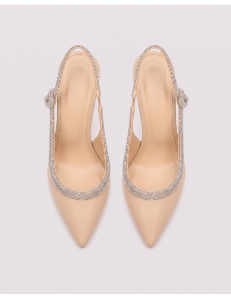 Escarpin Slingback Strass Nude Femme | Zerda
