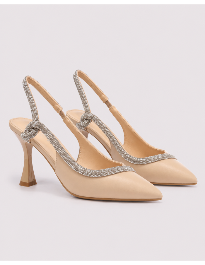 Escarpin Slingback Strass Nude Femme | Zerda