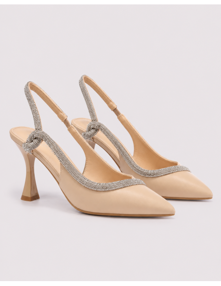 Escarpin Slingback Strass Nude Femme | Zerda