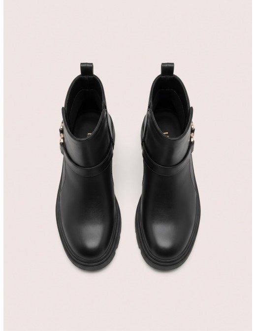 Bottine Plateforme Noire Bijou Doré Femme | Zerda 2