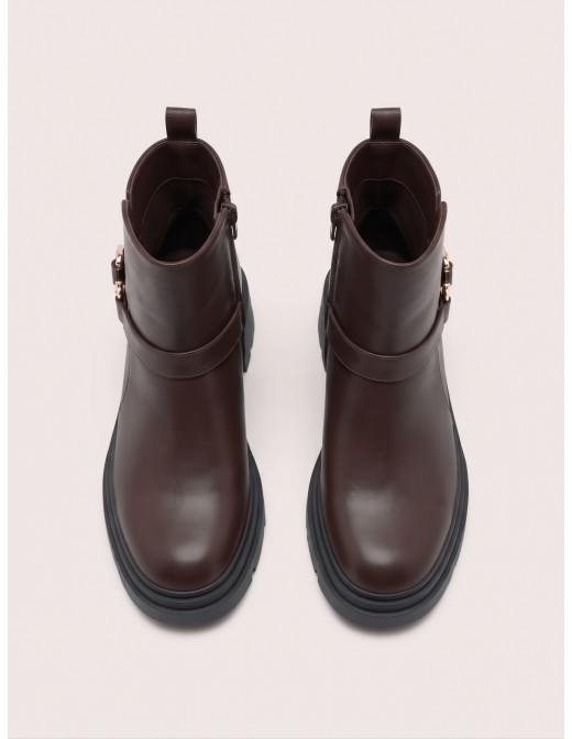 Bottine Plateforme Marron Bijou Doré Femme | Zerda 2