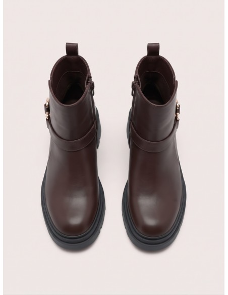 Bottine Plateforme Marron Bijou Doré Femme | Zerda