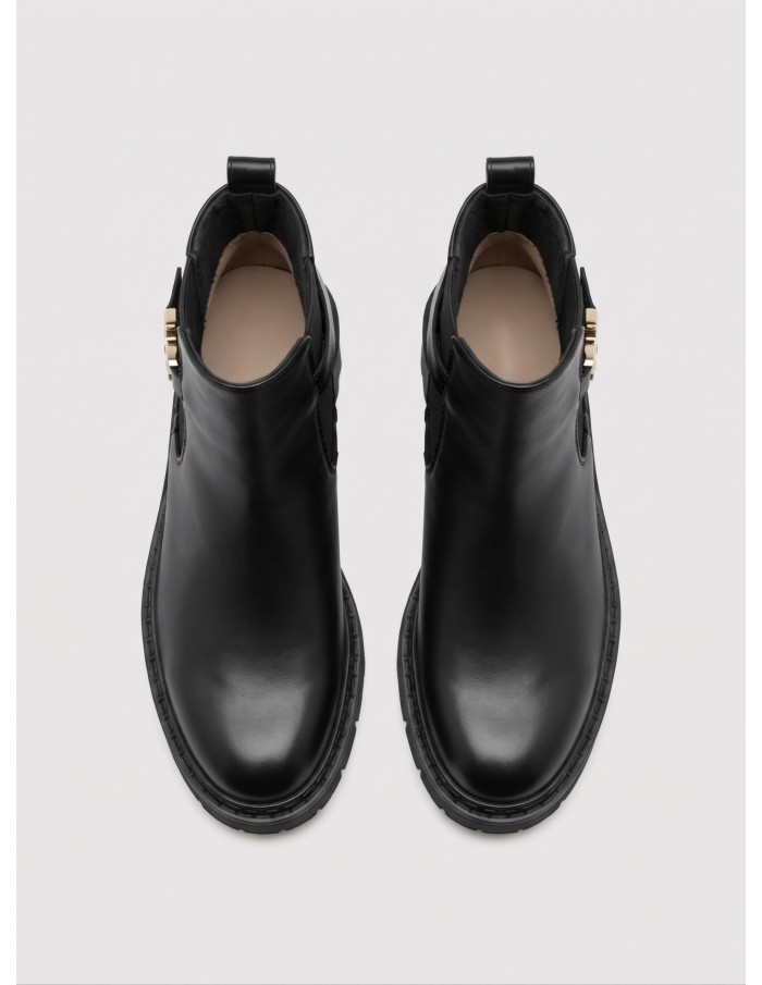 Bottine Chelsea Noire Bijou Doré Femme | Zerda