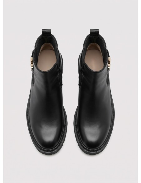 Bottine Chelsea Noire Bijou Doré Femme | Zerda