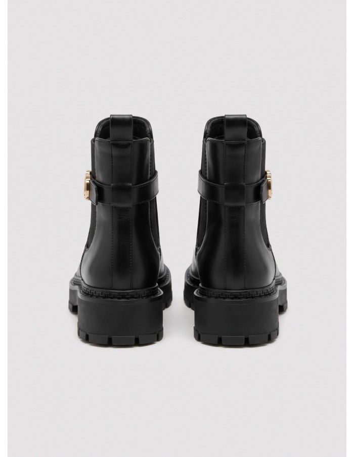 Bottine Chelsea Noire Bijou Doré Femme | Zerda