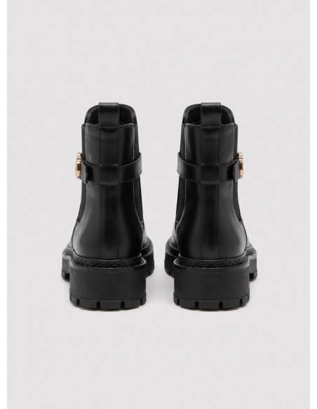 Bottine Chelsea Noire Bijou Doré Femme | Zerda
