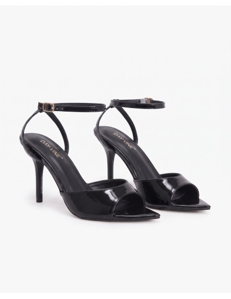 Sandale Vernie Noire Bride Cheville Femme | Zerda