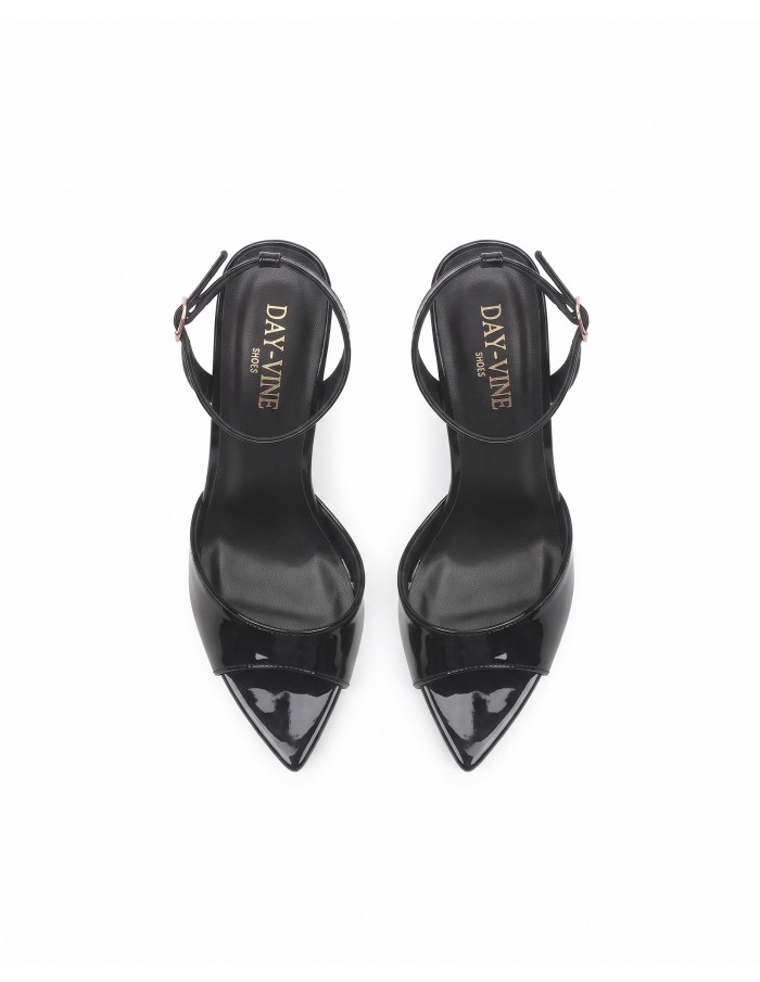 Sandale Vernie Noire Bride Cheville Femme | Zerda