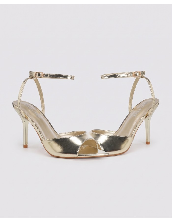 Sandale Métallisée Dorée Bride Cheville Femme | Zerda