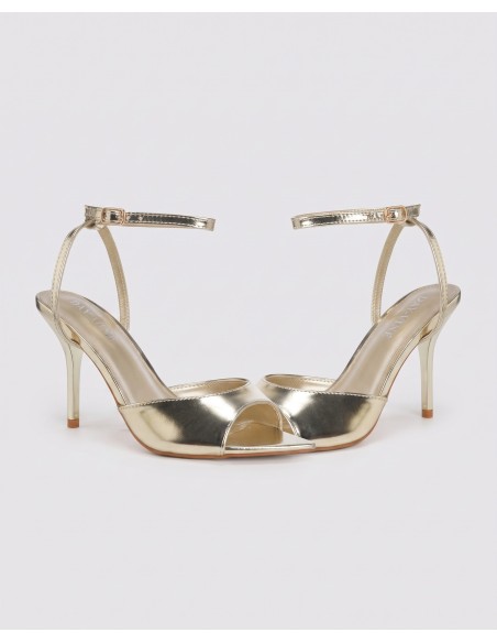 Sandale Métallisée Dorée Bride Cheville Femme | Zerda