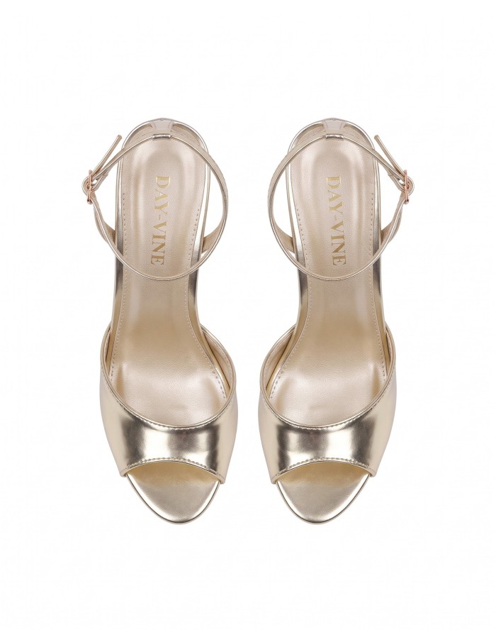 Sandale Métallisée Dorée Bride Cheville Femme | Zerda