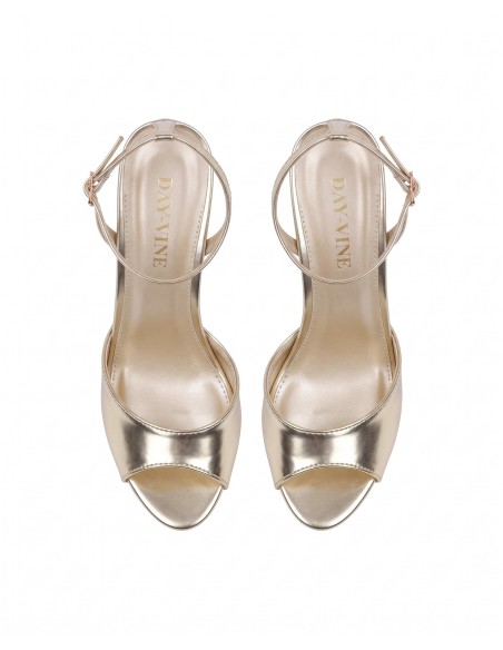 Sandale Métallisée Dorée Bride Cheville Femme | Zerda