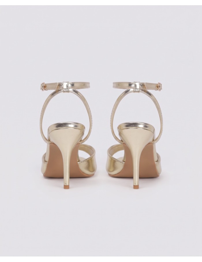 Sandale Métallisée Dorée Bride Cheville Femme | Zerda