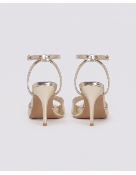 Sandale Métallisée Dorée Bride Cheville Femme | Zerda