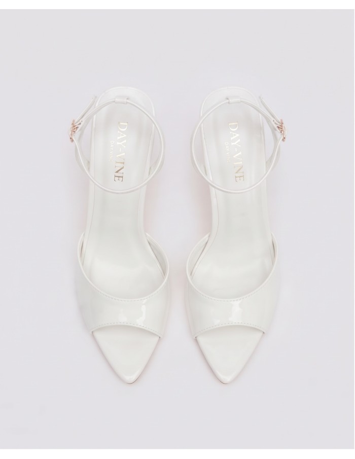 Sandale Vernie Blanche Bride Cheville Femme | Zerda