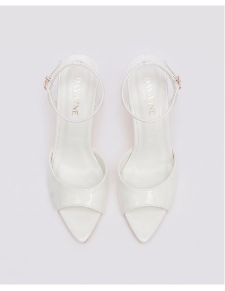 Sandale Vernie Blanche Bride Cheville Femme | Zerda