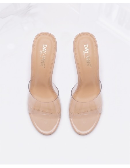 Mule PVC Transparent Nude Talon Conique Femme | Zerda