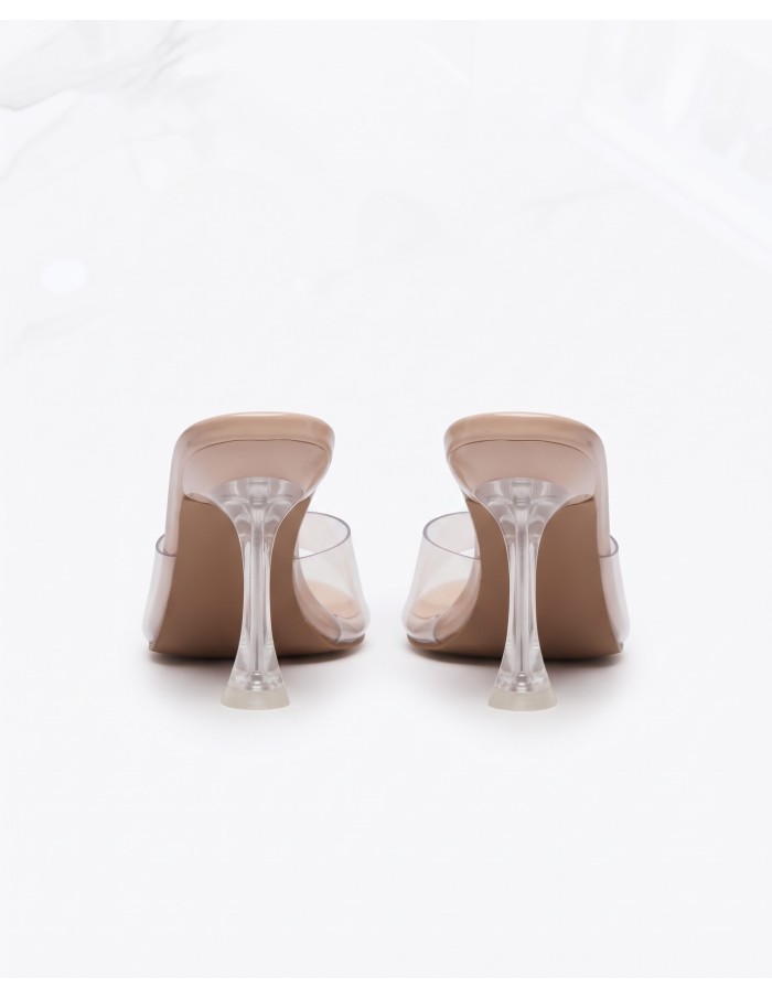 Mule PVC Transparent Nude Talon Conique Femme | Zerda