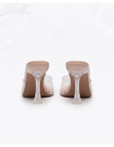 Mule PVC Transparent Nude Talon Conique Femme | Zerda