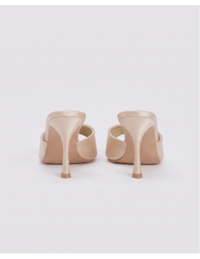Mule Satin Champagne Bout Pointu Femme | Zerda