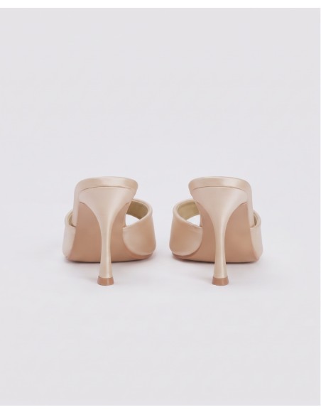 Mule Satin Champagne Bout Pointu Femme | Zerda