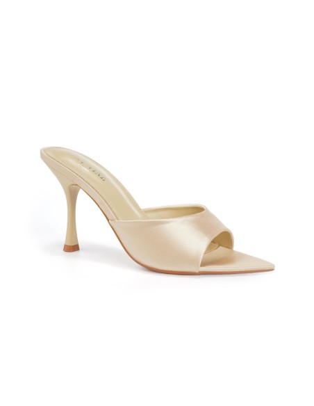 Mule Satin Champagne Bout Pointu Femme | Zerda