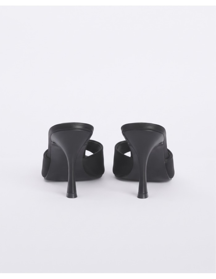 Mule Satin Noire Bout Pointu Femme | Zerda