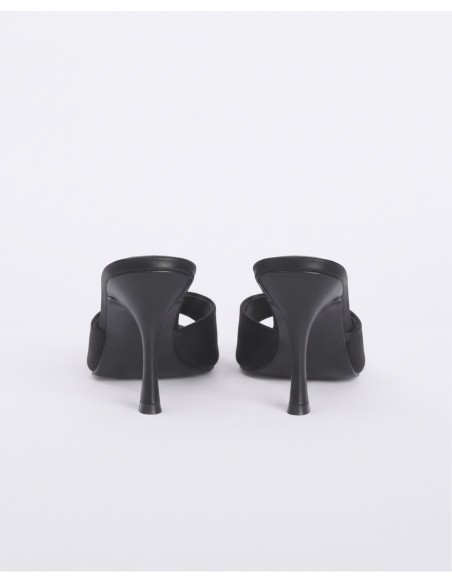 Mule Satin Noire Bout Pointu Femme | Zerda