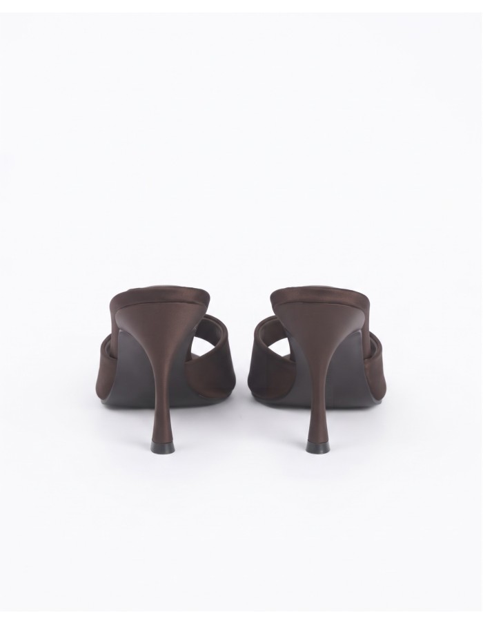 Mule Satin Marron Bout Pointu Femme | Zerda