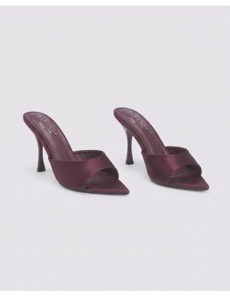 Mule Satin Marron Bout Pointu Femme | Zerda