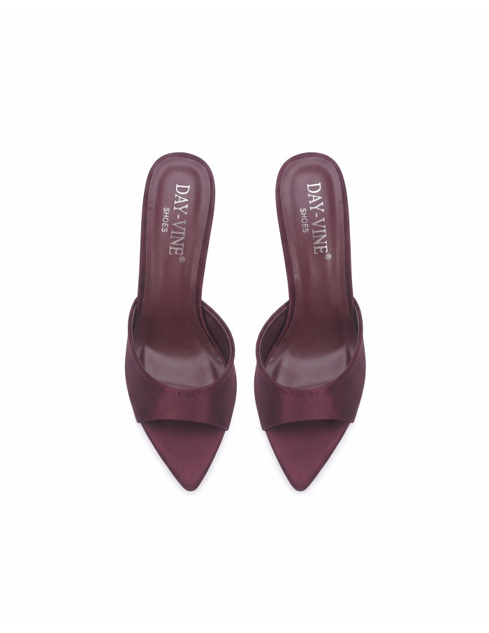 Mule Satin Marron Bout Pointu Femme | Zerda