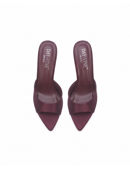 Mule Satin Marron Bout Pointu Femme | Zerda